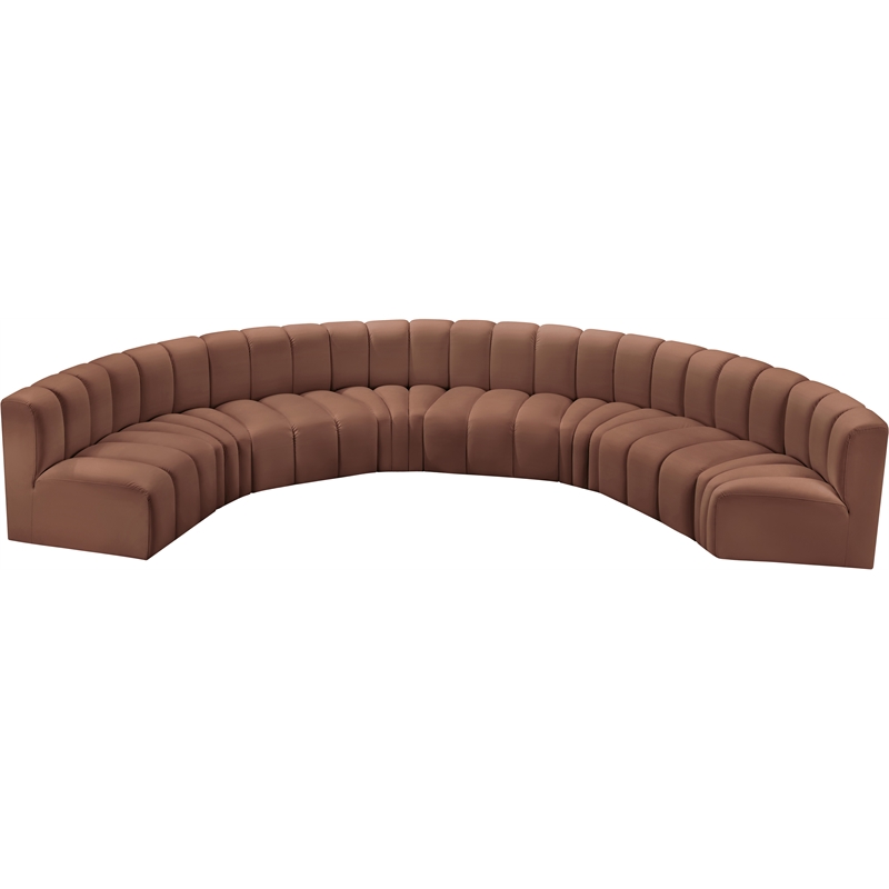 Bowery Hill Contemporary Cognac Vegan Leather Modular Sectional