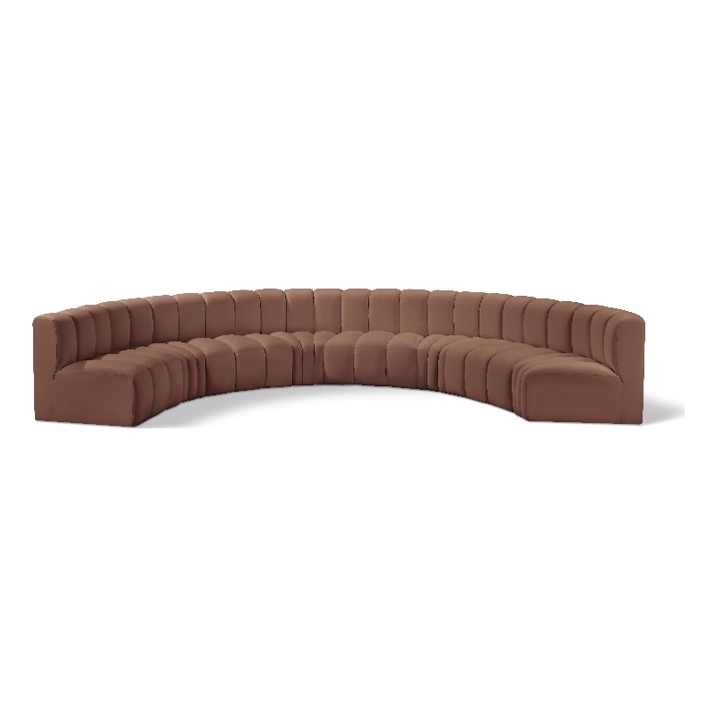 Bowery Hill Contemporary Cognac Vegan Leather Modular Sectional