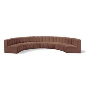 Bowery Hill Contemporary Cognac Vegan Leather Modular Sectional