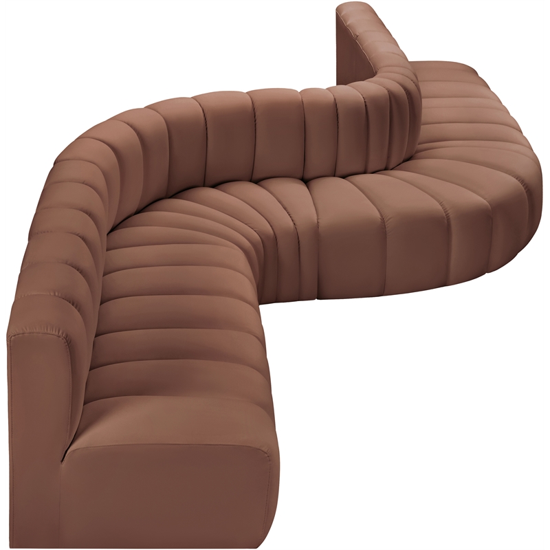 Bowery Hill Contemporary Cognac Vegan Leather Modular Sectional