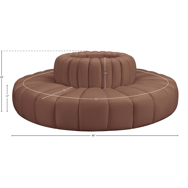 Bowery Hill Contemporary Cognac Vegan Leather Modular Sectional
