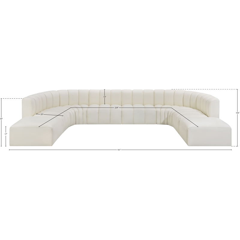 Bowery Hill Contemporary Cream Vegan Leather Modular Sectional