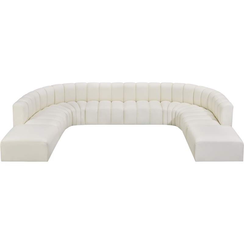 Bowery Hill Contemporary Cream Vegan Leather Modular Sectional