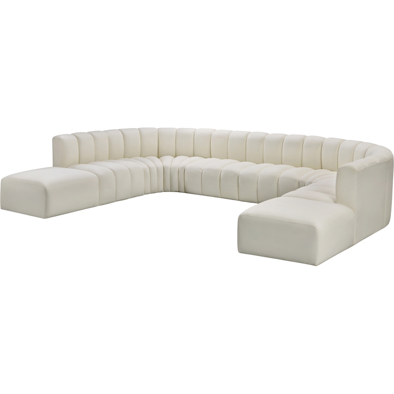 Bowery Hill Contemporary Cream Vegan Leather Modular Sectional