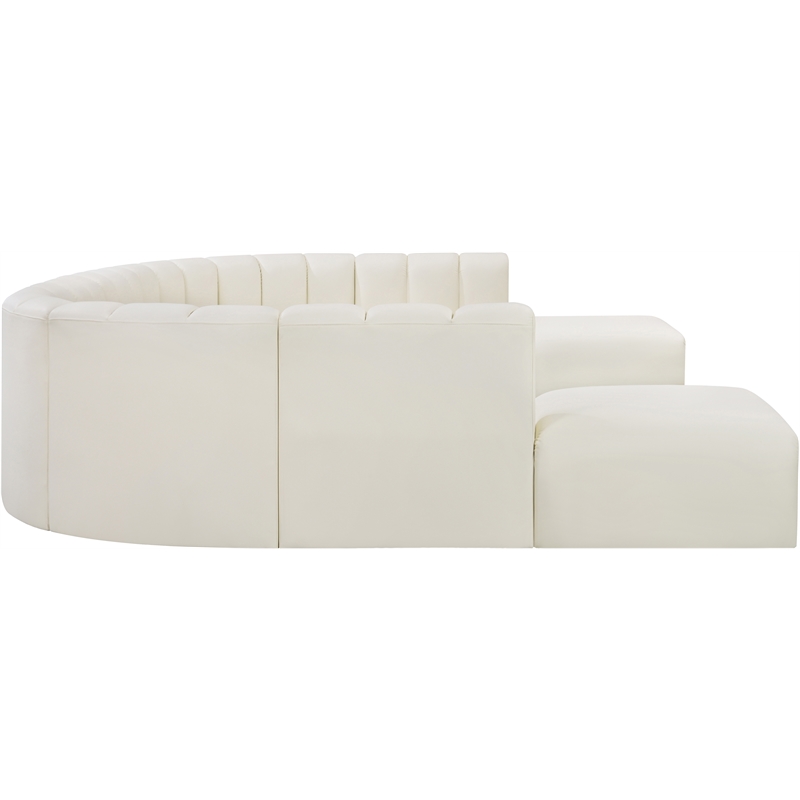 Bowery Hill Contemporary Cream Vegan Leather Modular Sectional