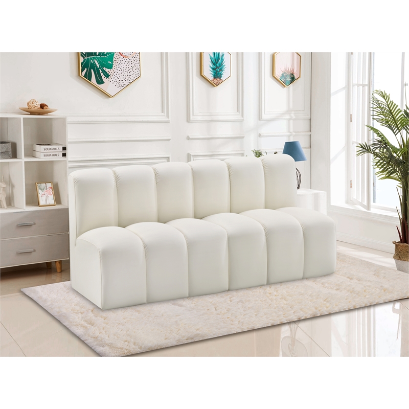 Bowery Hill Contemporary Cream Vegan Leather Modular Sectional