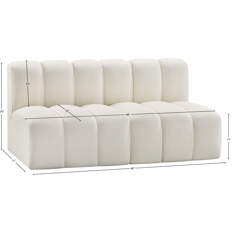 Bowery Hill Contemporary Cream Vegan Leather Modular Sectional