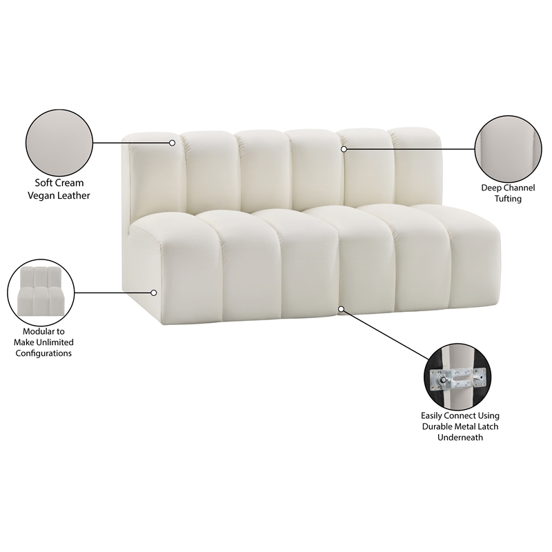 Bowery Hill Contemporary Cream Vegan Leather Modular Sectional