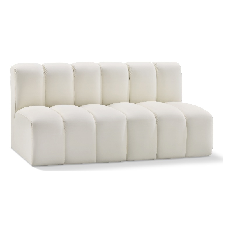 Bowery Hill Contemporary Cream Vegan Leather Modular Sectional