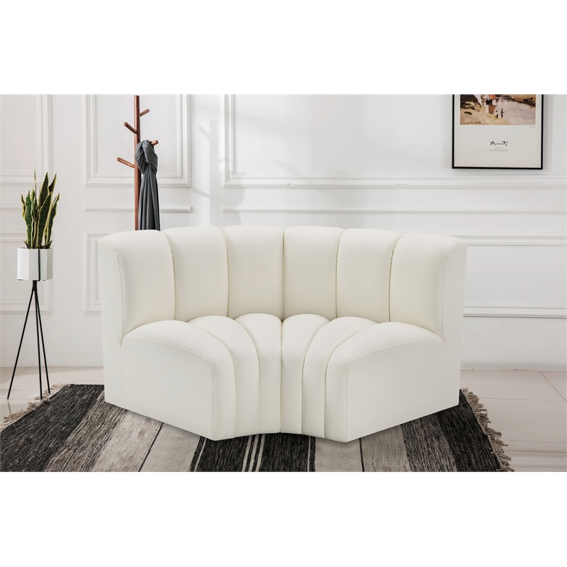 Bowery Hill Contemporary Cream Vegan Leather Modular Sectional