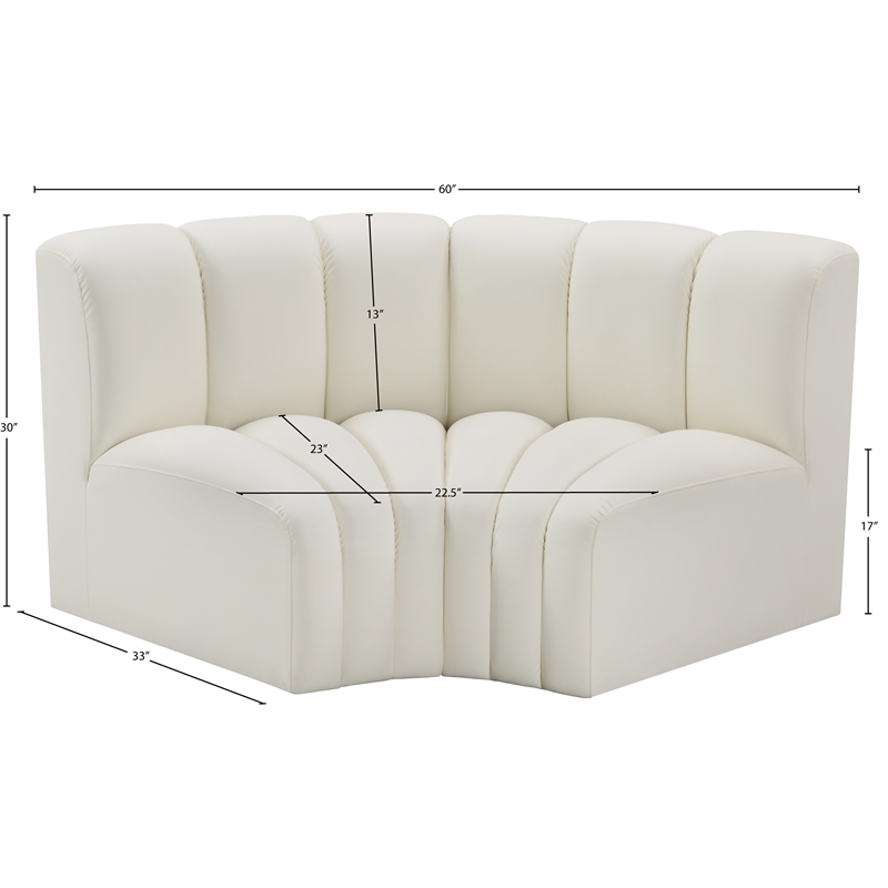 Bowery Hill Contemporary Cream Vegan Leather Modular Sectional