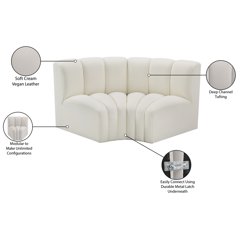 Bowery Hill Contemporary Cream Vegan Leather Modular Sectional