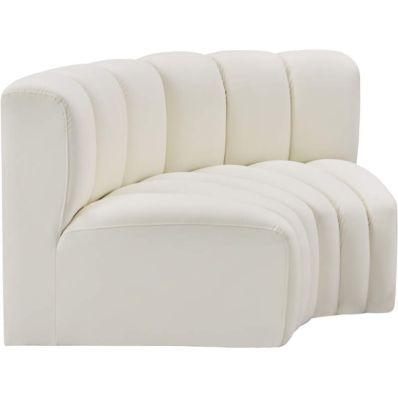 Bowery Hill Contemporary Cream Vegan Leather Modular Sectional