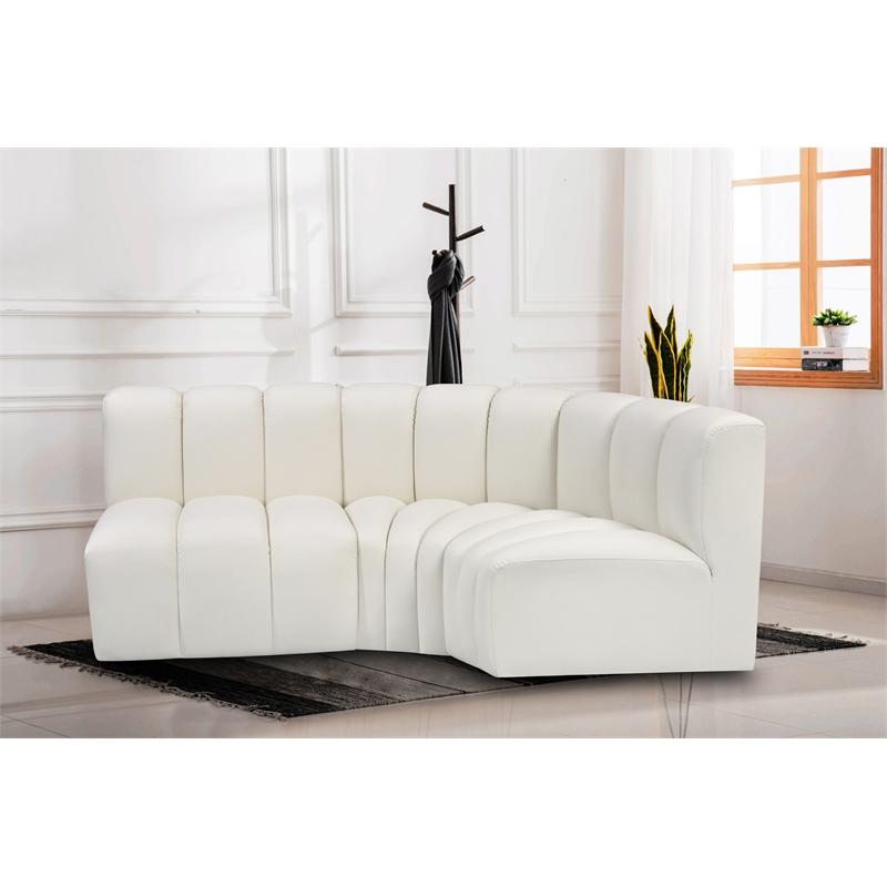 Bowery Hill Contemporary Cream Vegan Leather Modular Sectional
