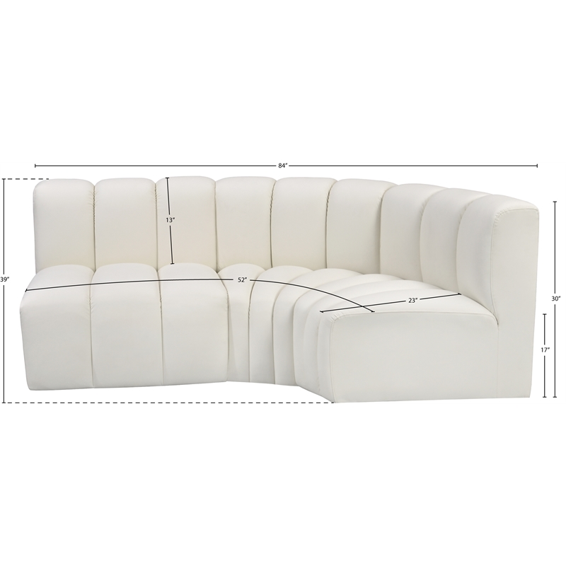 Bowery Hill Contemporary Cream Vegan Leather Modular Sectional