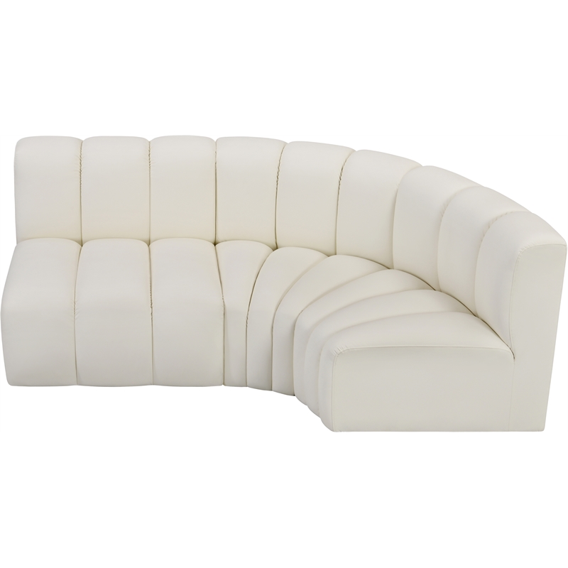 Bowery Hill Contemporary Cream Vegan Leather Modular Sectional