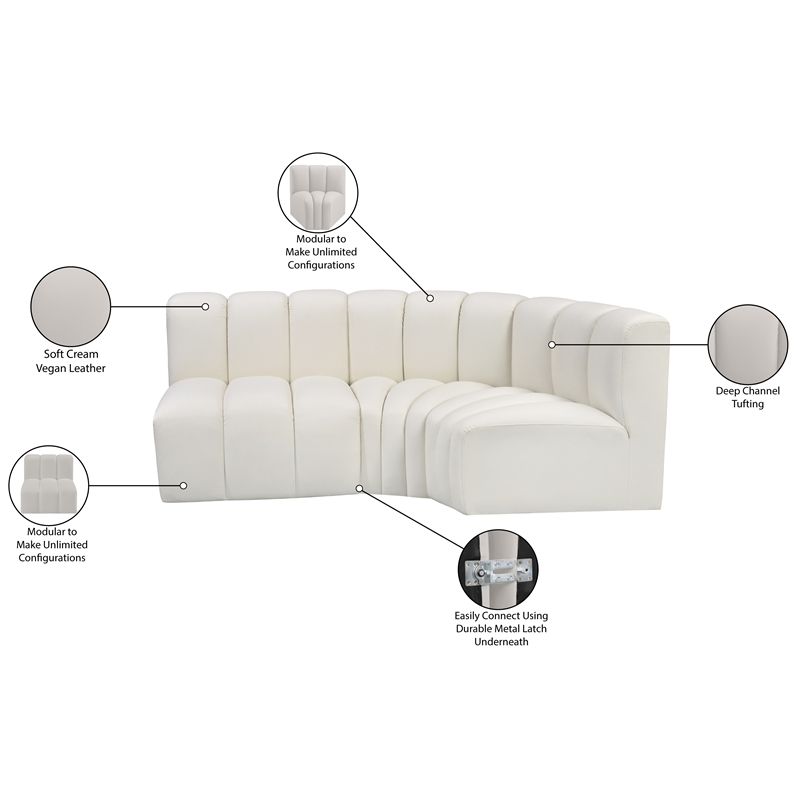 Bowery Hill Contemporary Cream Vegan Leather Modular Sectional