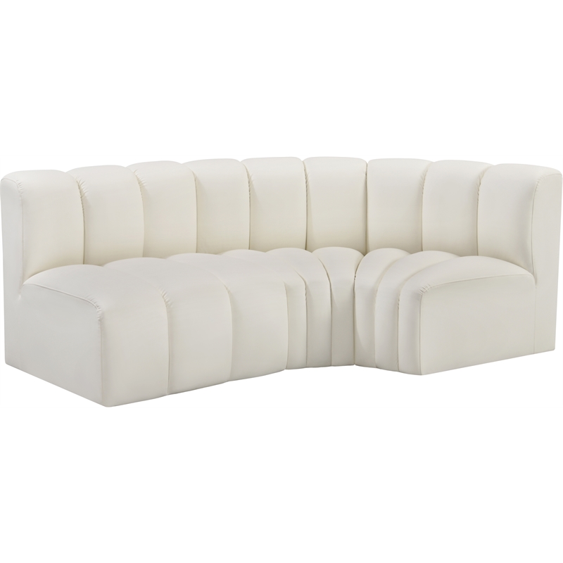 Bowery Hill Contemporary Cream Vegan Leather Modular Sectional