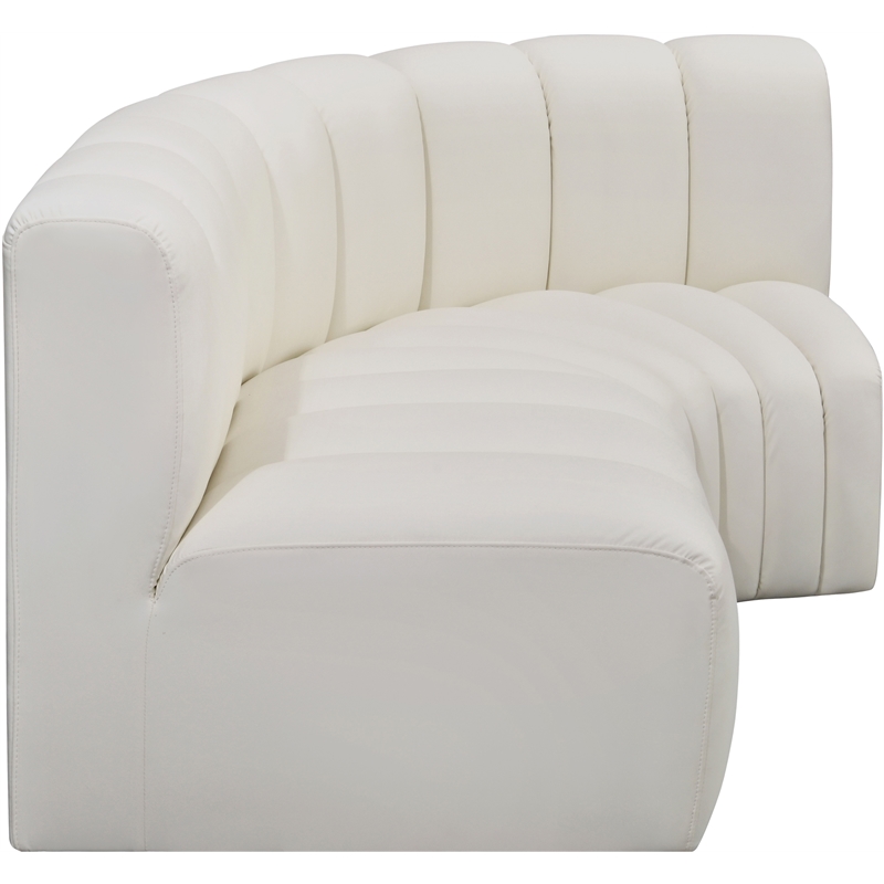 Bowery Hill Contemporary Cream Vegan Leather Modular Sectional