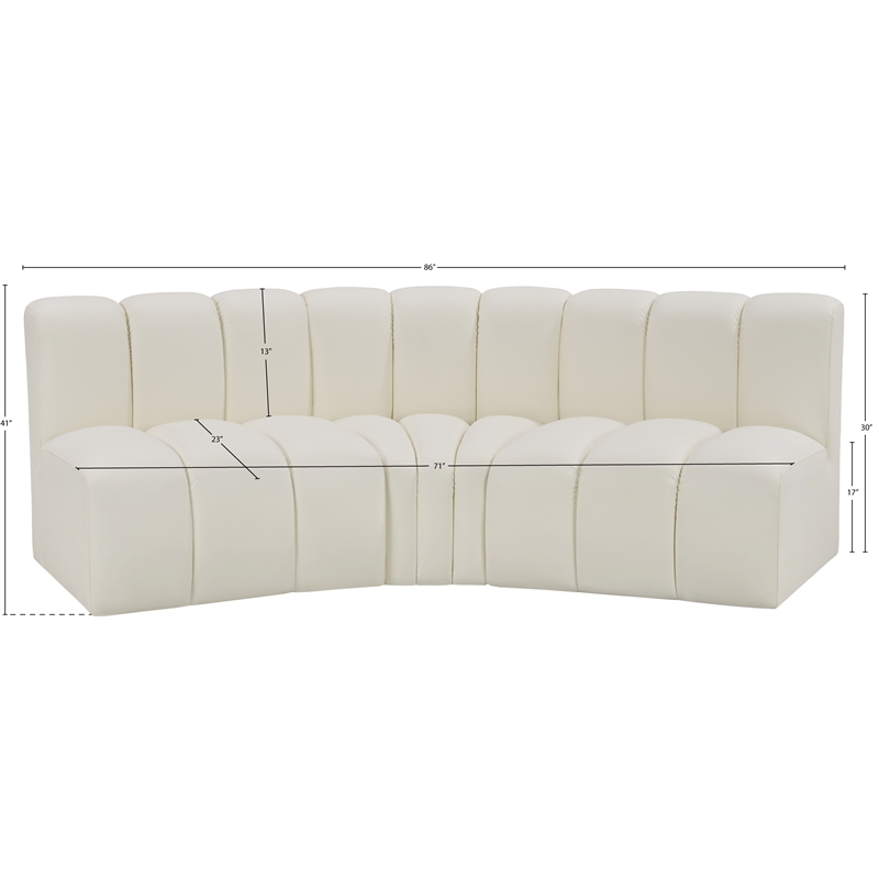 Bowery Hill Contemporary Cream Vegan Leather Modular Sectional