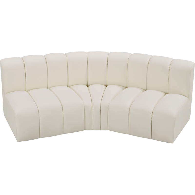 Bowery Hill Contemporary Cream Vegan Leather Modular Sectional
