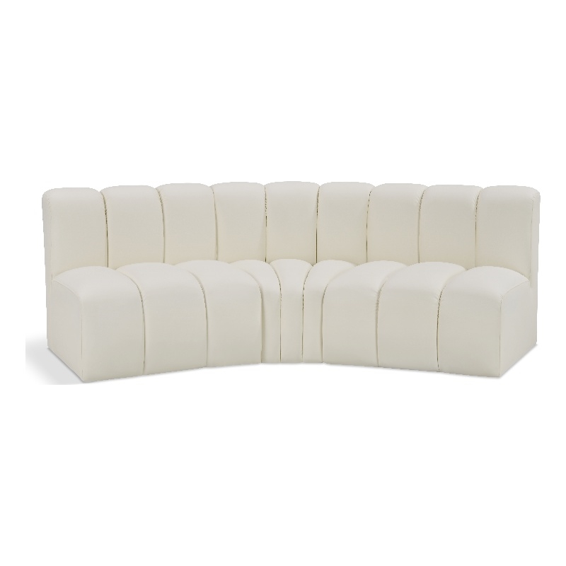 Bowery Hill Contemporary Cream Vegan Leather Modular Sectional