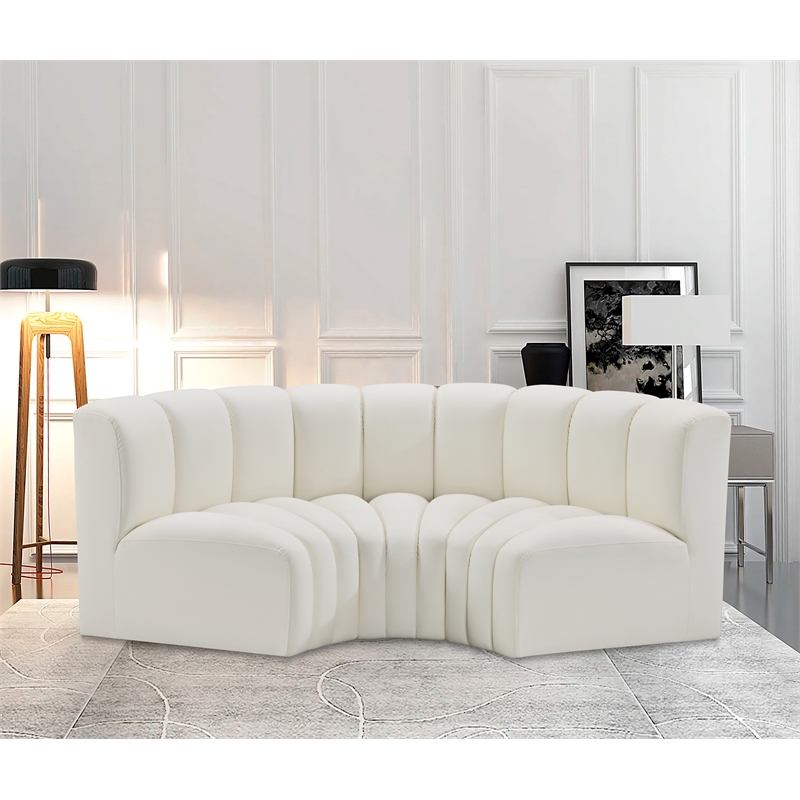Bowery Hill Contemporary Cream Vegan Leather Modular Sectional