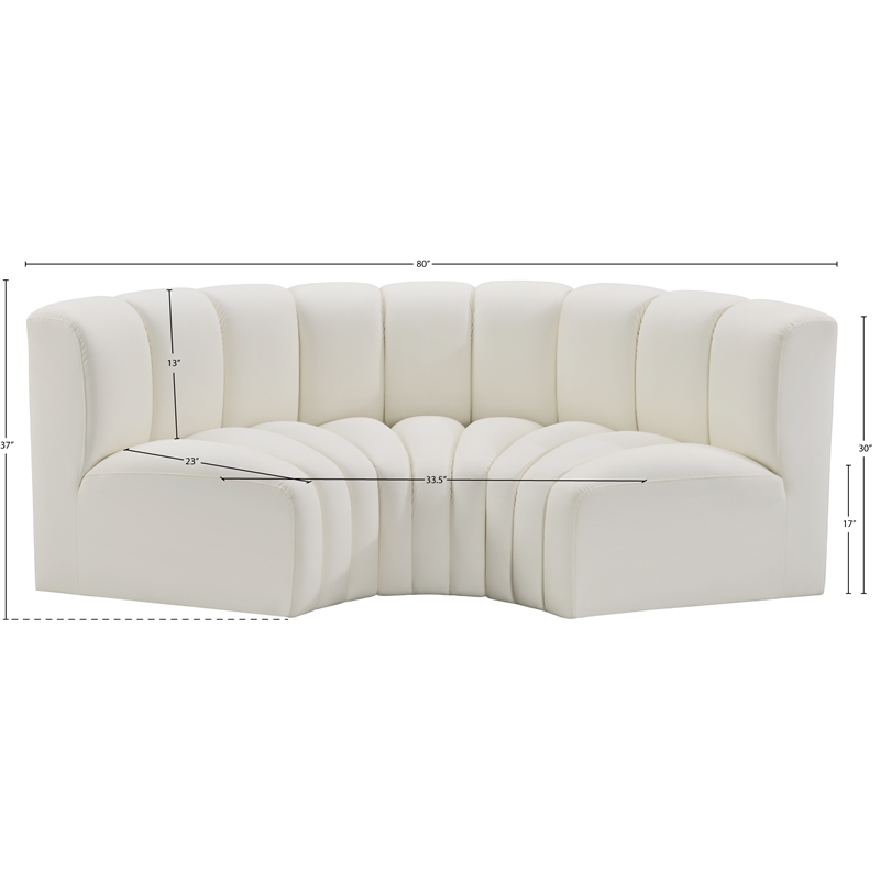 Bowery Hill Contemporary Cream Vegan Leather Modular Sectional