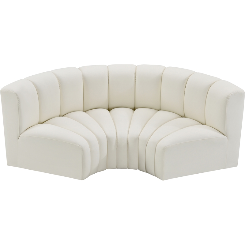 Bowery Hill Contemporary Cream Vegan Leather Modular Sectional