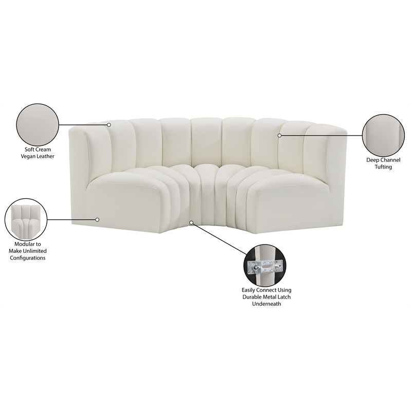 Bowery Hill Contemporary Cream Vegan Leather Modular Sectional
