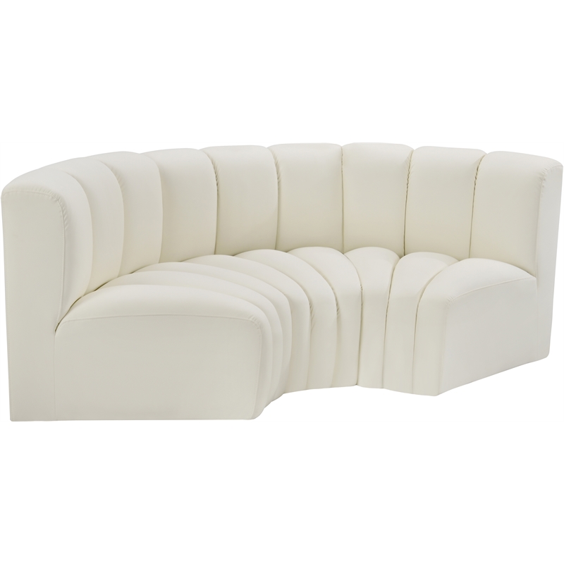 Bowery Hill Contemporary Cream Vegan Leather Modular Sectional