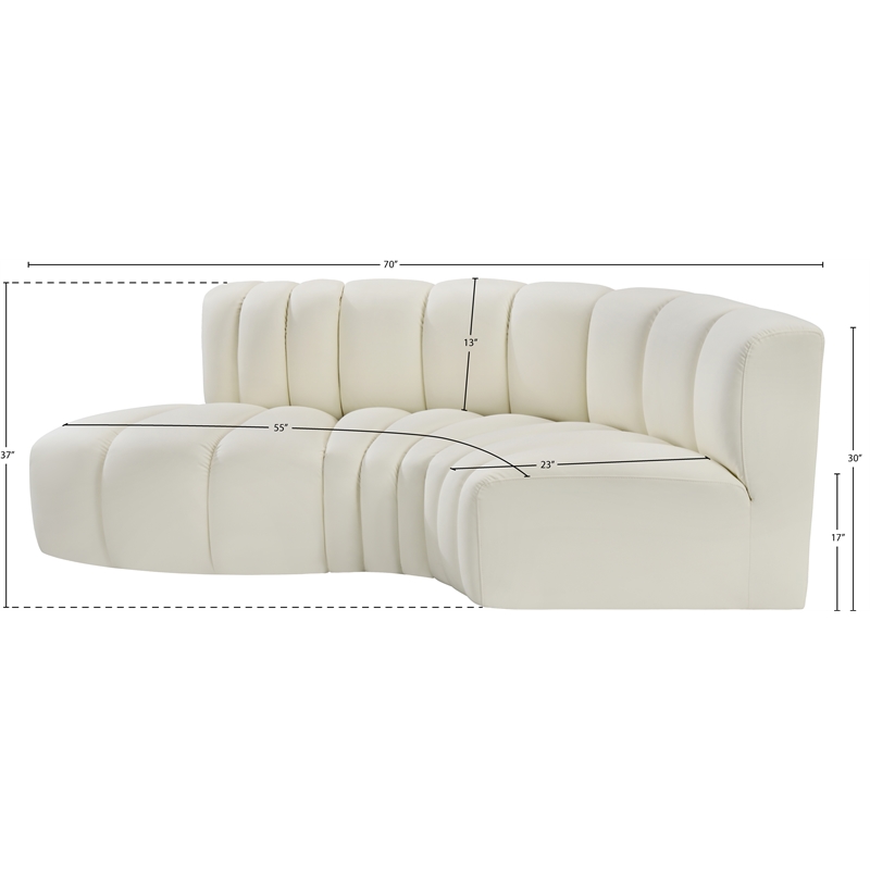 Bowery Hill Contemporary Cream Vegan Leather Modular Sectional