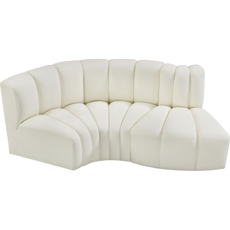 Bowery Hill Contemporary Cream Vegan Leather Modular Sectional
