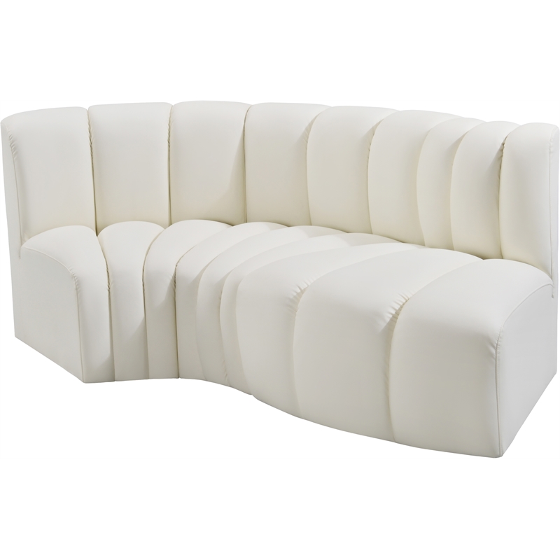 Bowery Hill Contemporary Cream Vegan Leather Modular Sectional