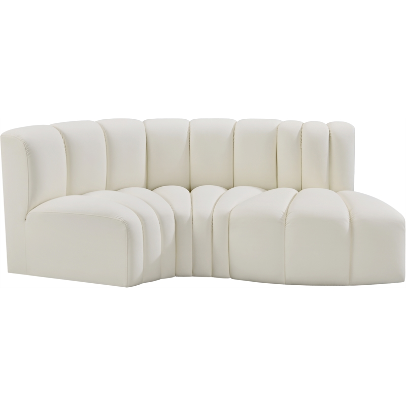 Bowery Hill Contemporary Cream Vegan Leather Modular Sectional