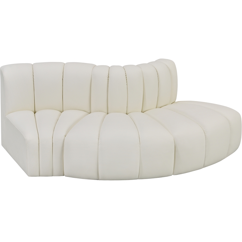 Bowery Hill Contemporary Cream Vegan Leather Modular Sectional