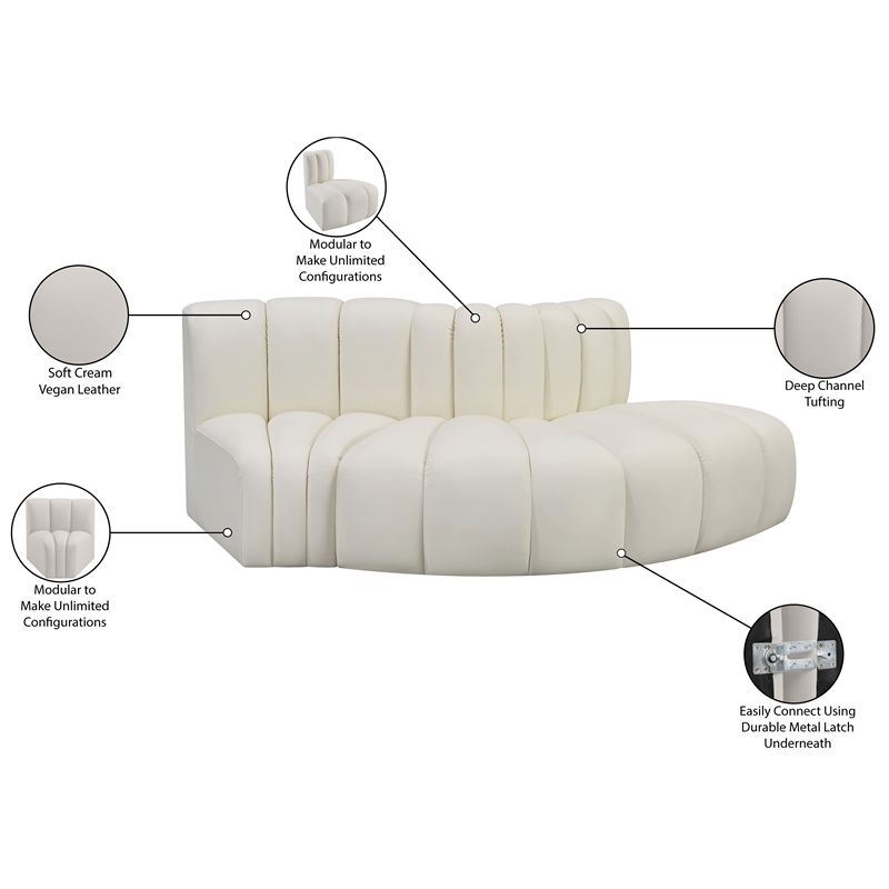 Bowery Hill Contemporary Cream Vegan Leather Modular Sectional
