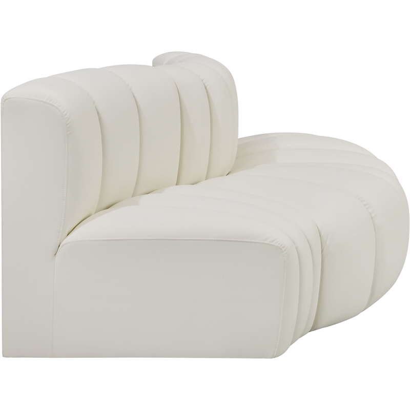 Bowery Hill Contemporary Cream Vegan Leather Modular Sectional