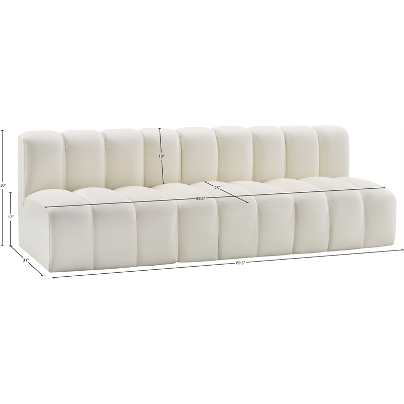 Bowery Hill Contemporary Cream Vegan Leather Modular Sectional