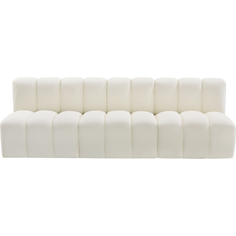 Bowery Hill Contemporary Cream Vegan Leather Modular Sectional