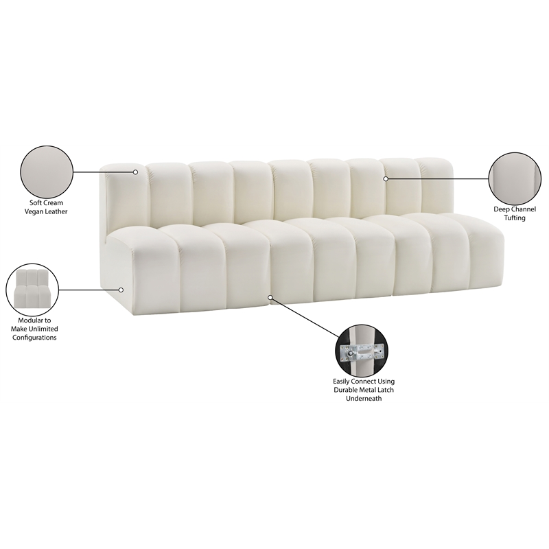 Bowery Hill Contemporary Cream Vegan Leather Modular Sectional