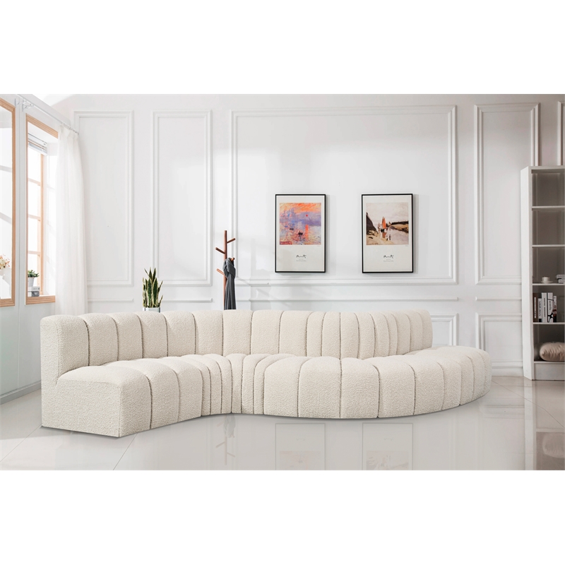 Bowery Hill Contemporary Cream Boucle Fabric Modular Sectional