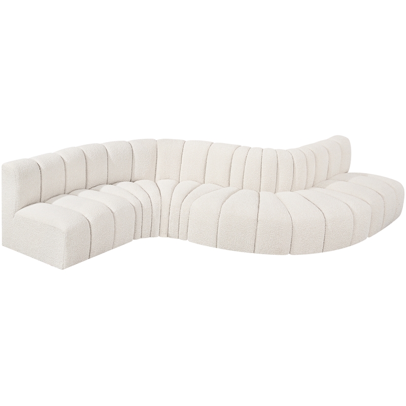 Bowery Hill Contemporary Cream Boucle Fabric Modular Sectional