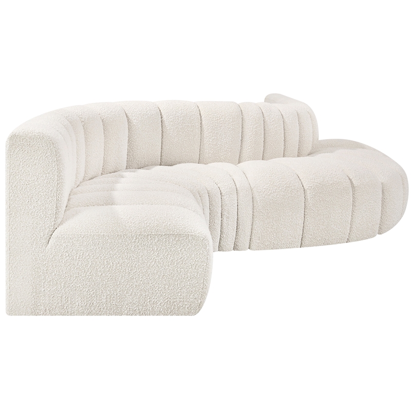 Bowery Hill Contemporary Cream Boucle Fabric Modular Sectional