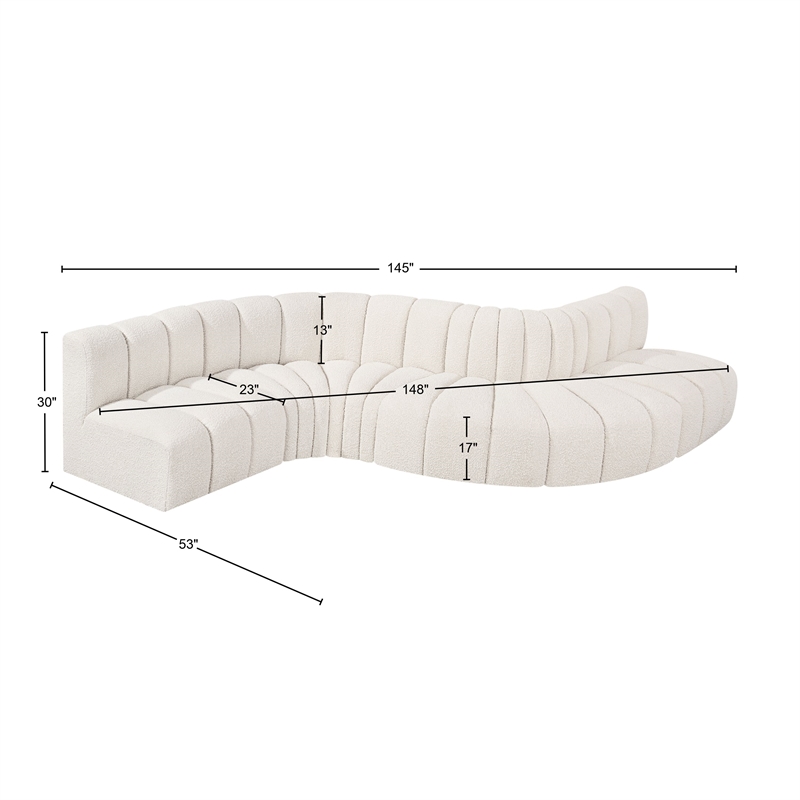 Bowery Hill Contemporary Cream Boucle Fabric Modular Sectional