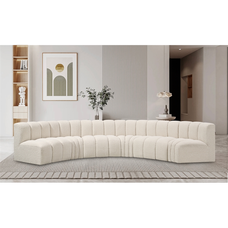 Bowery Hill Contemporary Cream Boucle Fabric Modular Sectional