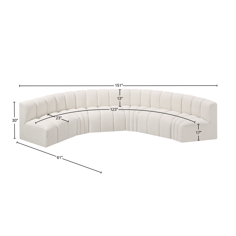 Bowery Hill Contemporary Cream Boucle Fabric Modular Sectional