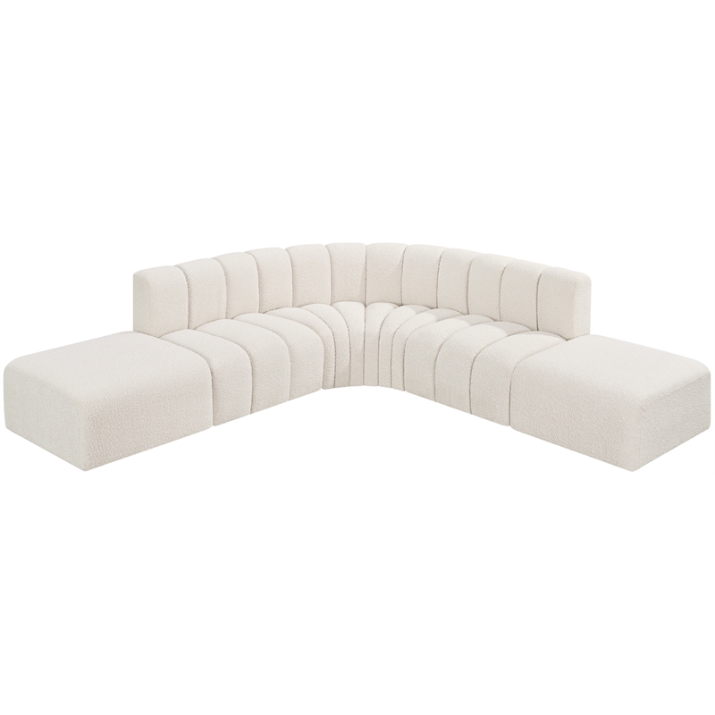 Bowery Hill Contemporary Cream Boucle Fabric Modular Sectional