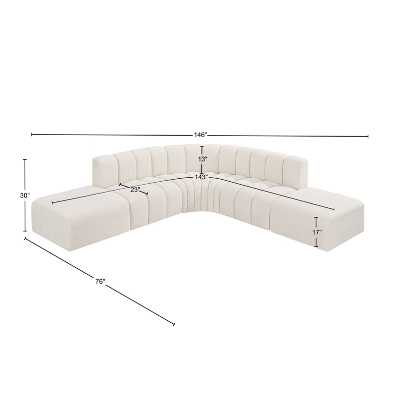 Bowery Hill Contemporary Cream Boucle Fabric Modular Sectional