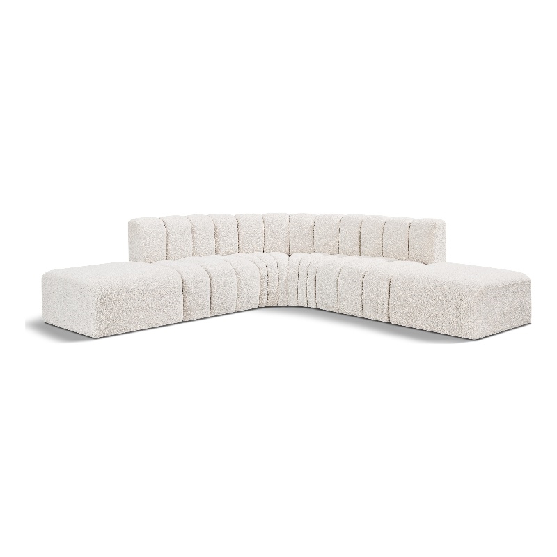Bowery Hill Contemporary Cream Boucle Fabric Modular Sectional